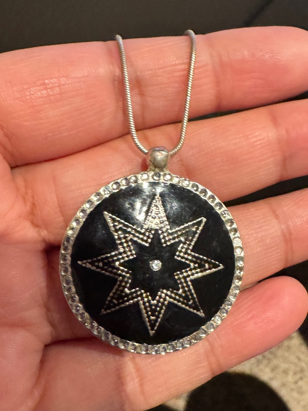 Black Starburst Pendant Necklace